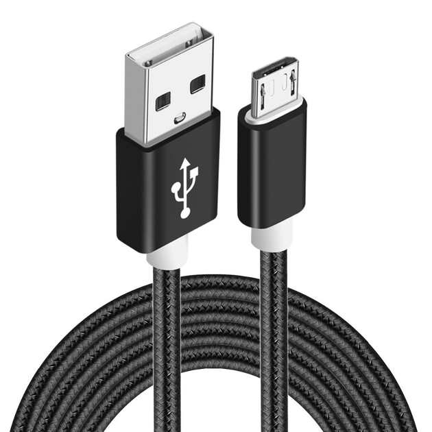 Cable Micro USB Android Cable de Carga 1.5 Metros Nylon Negro